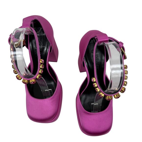NEW Versace Aevitas Medusa Platform Crystals Pumps Pink Size 37 - Picture 5 of 12